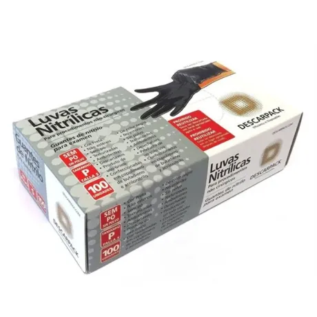 Luva Nitrílica Preta Sem Talco Descarpack Caixa 100 CA 44047
