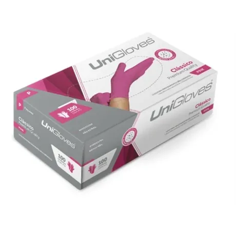 Luva de Procedimento Látex Rosa Pink Unigloves Caixa Com 100