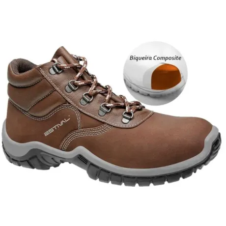 Bota Em Couro Nobuck com Bico Composite Marrom Estival CA 42553