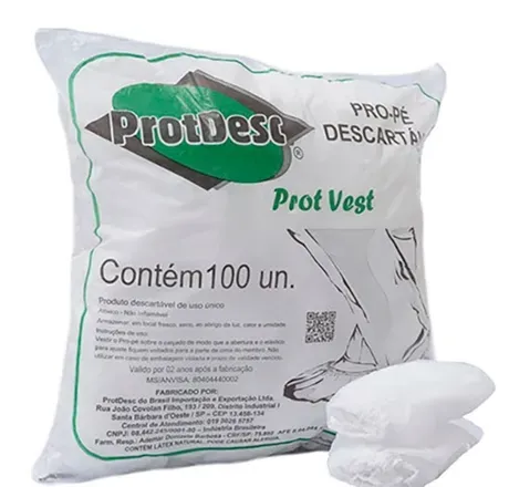 Propé Sapatilha Protdesc Branco Gramatura 20G Real Pacote C/ 100 Unidades