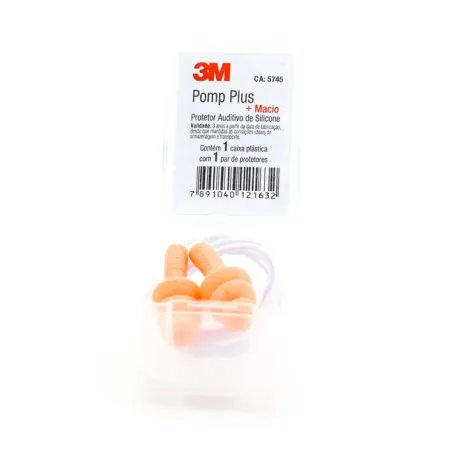 Protetor Auricular 3M Pomp Plus de Silicone - Cordão de Silicone CA 5745