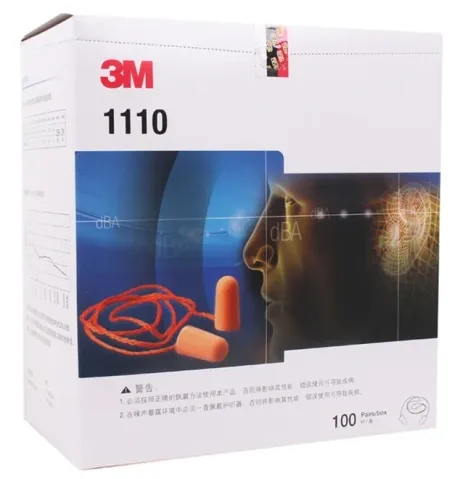 Protetor Auricular de Espuma e Cordão 3M 1110 - Caixa 100 Pares