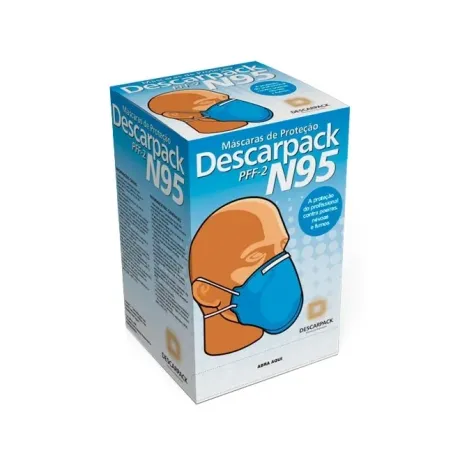 Máscara Hospitalar N95 Descarpack PFF2 Azul Caixa Com 20 Unidades CA 13211