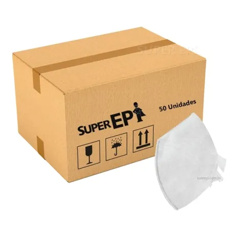 Máscara Super Mix Tipo PFF2  Sem Válvula Branca Tnt Tripla Dobrável Com Elástico Caixa Com 50