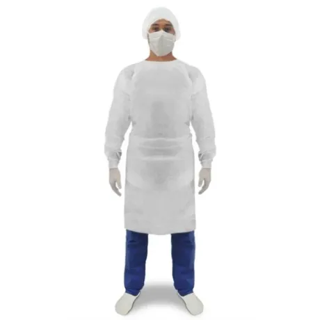 Avental Hospitalar Tnt Gramatura 60 Branco Manga Longa Tira Cintura e Pescoço Impermeável