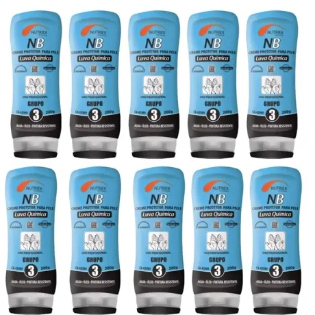 Luva Química Nutriex NB Grupo 3 Contra Bactérias e Microrganismos 200Gr Caixa Com 10