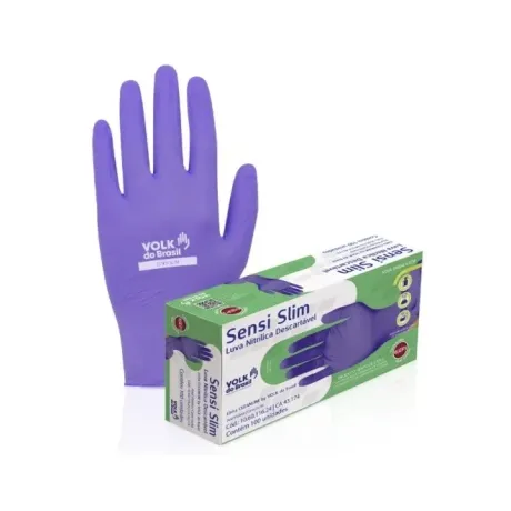 Luva Nitrílica Sensivioleta Volk Cor Violeta Caixa Com 100 Unidades Sem Talco CA 43174