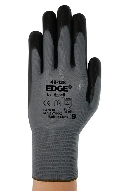 Luva Ansell EDGE 48-128 Nylon e Banho Nitrílico Multiuso, Leve e Confortável CA 38312