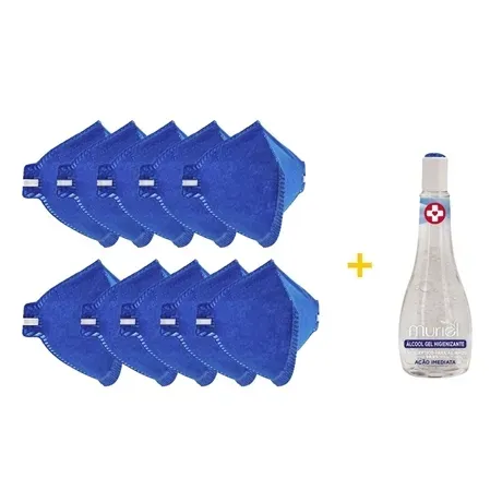Máscara PFF2 Sem Válvula Delta Plus Agro CA 38504 Kit Com 10 Unidades + 1 Álcool Gel 249ML Brinde