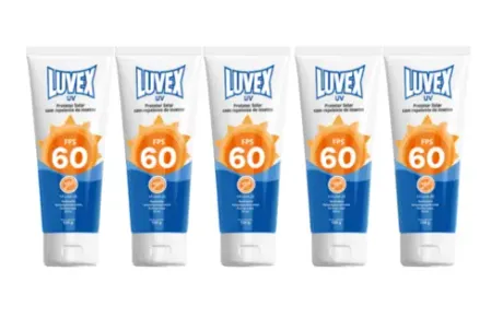 Protetor Solar Com Repelente Luvex FPS 60 Bisnaga 120gr Kit Com 5 Unidades