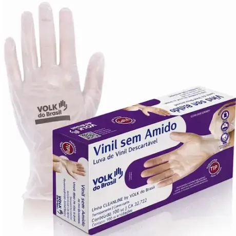 Luva de Vinil Sem Talco Volk 100 Unidades CA 20722