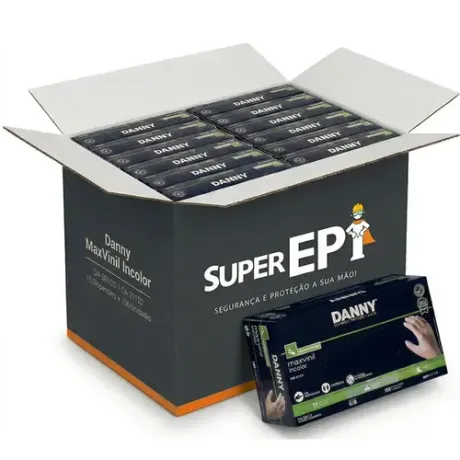 Luva de Vinil Danny Sem Amido incolor  Caixa 10 Dispenser DA-301CS CA 21120