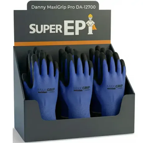Luva de Nylon Com Latex Preta MaxiGrip PRO Danny DA-12700 CA 31323 Caixa Atacado