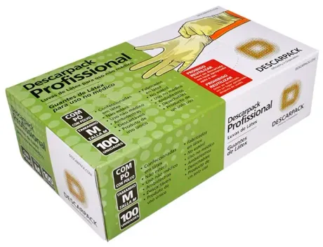 Luva de Látex Profissional Descarpack Com Talco Caixa Com 100 Unidades CA 44178