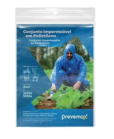 Conjunto Impermeável em Polietileno Azul Prevemax Bota, Calça e Capa com Capuz CA 30355 e CA 30354
