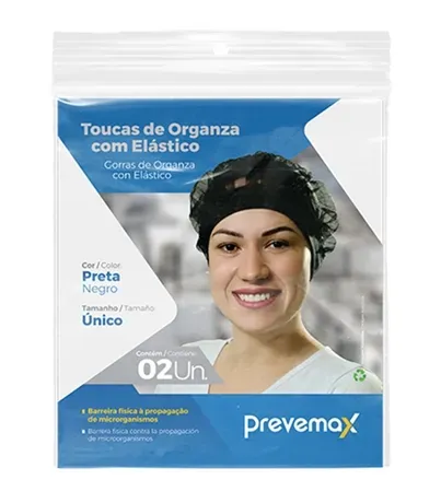 Touca de Organza Com Ribana Prevemax Embalagem Individual Com 2 Unidades