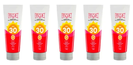 Creme de Proteção Solar Luvex FPS 30 Com Repelente 120ml Hipoalergênico e Atóxico - Kit com 5 Unidades