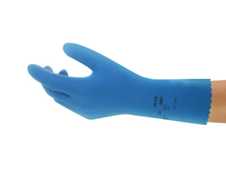 Luva de Proteção Em Látex Ansell Alphatex 88-350 Azul Com Forro Silver CA 34059