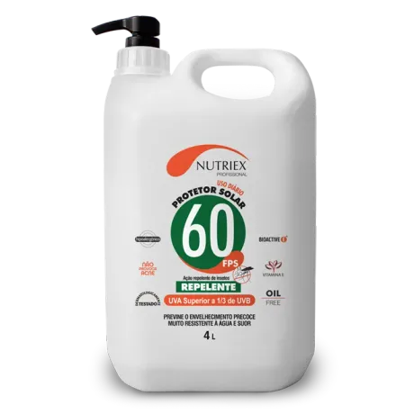 Protetor Solar Profissional Nutriex Fator 60 Com Repelente 4 Litros Com Bico Dosador