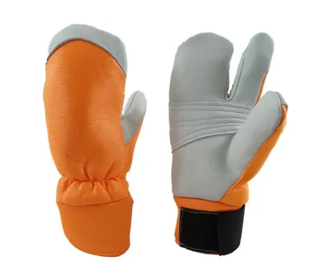 Luva Motosserrista 3 Dedos de Vaqueta e Nylon Tecmater CA 12876