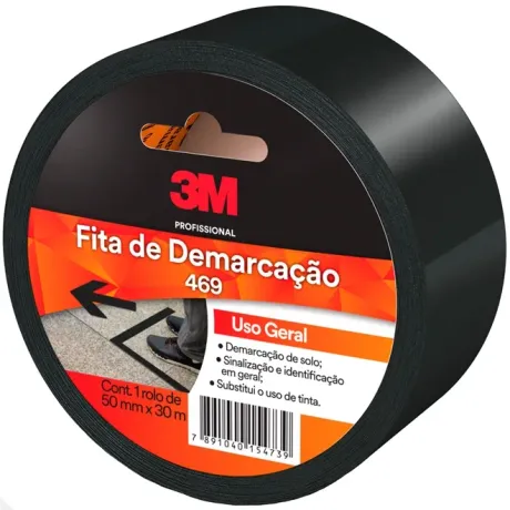 Fita Para Demarcação de Solo 3M 469 Preta 50MM x 30M HB004210348