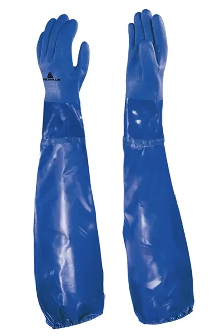 Luva de Pvc de Alta Qualidade  Com Forro Delta Plus Petro VE766 Azul 62 CM CA 41474