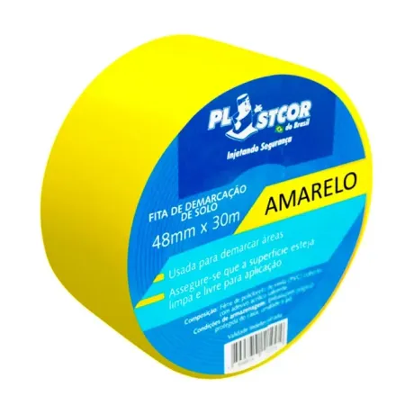 Fita Para Demarcação de Solo e Vidro Plastcor Amarela 48MM x 30MTS
