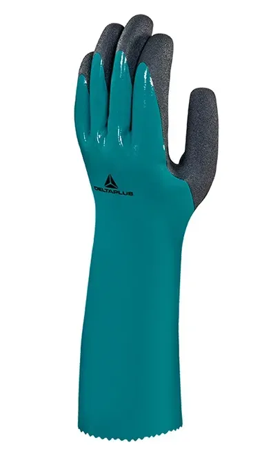 Luva Nitrílica de Execelente Resistência Química Banho Triplo Delta Plus Chemsafe VV835 35 CM CA 41342