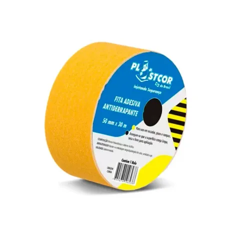 Fita Autoadesiva Antiderrapante Plastcor Amarela 50MM x 30MTS