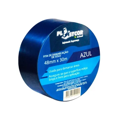 Fita Para Demarcação de Solo e Vidro Plastcor Azul 48MM x 30MTS