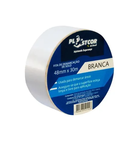 Fita Para Demarcação de Solo e Vidro Plastcor Branca 48MM x 30MTS