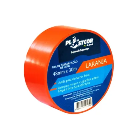Fita Para Demarcação de Solo e Vidro Plastcor Laranja 48MM x 30MTS