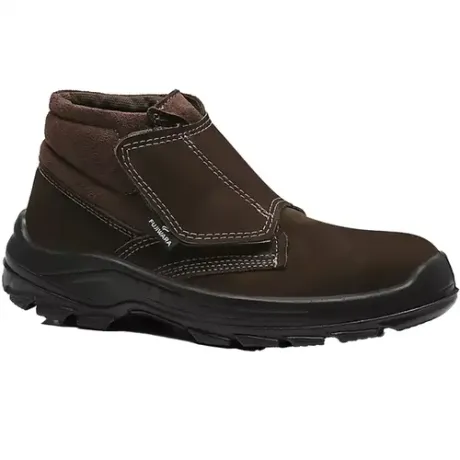 Bota de Segurança HVS Gold Fujiwara Marrom Café Em Couro Nobuck com Velcro e Bico de Pvc CA 42235