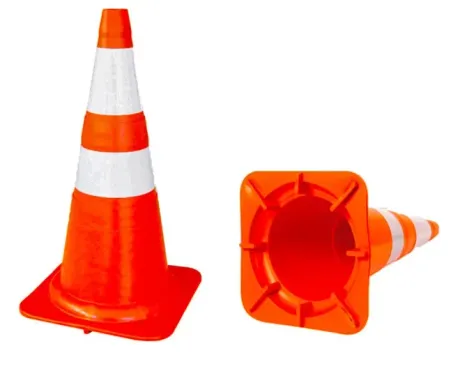 Cone de Sinalização Refletivo Padrão NBR Flexível 75 CM Plastcor 700.00018 Laranja e Branco Faixa Soldada