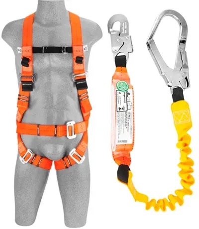 Cinto Paraquedista PQ PF/RS 3 Argolas Ponto Frontal e Dorsal Ajuste Total + Talabarte Em I Com Absorvedor de Energia e Fita Tubular CEABSELAST55-FR CA 39205
