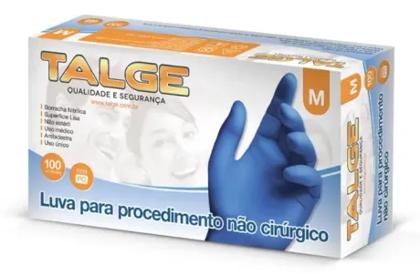 Luva Nitrílica Descartável Talge Azul Medical Não Cirúrgico Caixa com 100 Unidades Anvisa CA 39270
