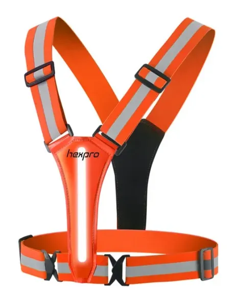 Colete Refletivo HexPro Laranja com Led e Tiras Refletivas HexGear Pro