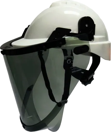 Kit Protetor Facial Arc-Flash Cinza Com Capacete Proteção Térmica, Arco Elétrico Eletricista, e Contra Raios Ultravioletas - Infravermelho - Luz Intensa CA 47085