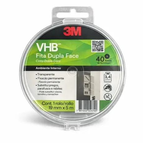 Fita Dupla Face 3M VHB 19MM X 5M Ótima Alternativa de Fixação em Geral HB004459218