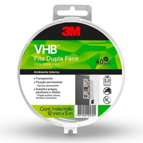 Fita Dupla Face 3M VHB 4910 12MM X 5M Ótima Alternativa de Fixação em Geral HB004522973