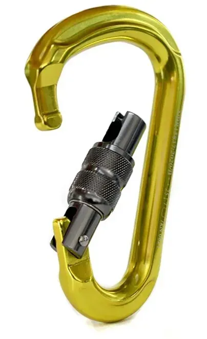 Mosquetão Sideup Em Alumínio 25KN Trava Rosca Amarelo Neon SU2318 CE EN NBR