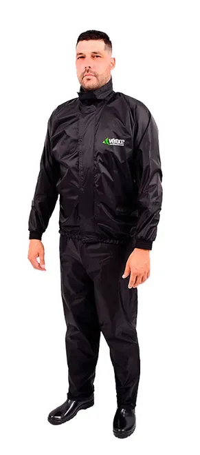 Conjunto Impermeável Para Motociclista Masculino em Nylon Preto Linha Premium Vértice CA 28721/28740