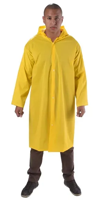 Capa de Chuva Amarela Forrada Vinilseg Soft Com Capuz e Botões de Pressão CA 33304