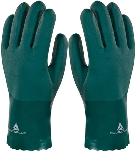 Luva Pvc Forrada PVCGRIP25 Delta Plus Cano Longo e Palma Áspera 25cm CA 37559