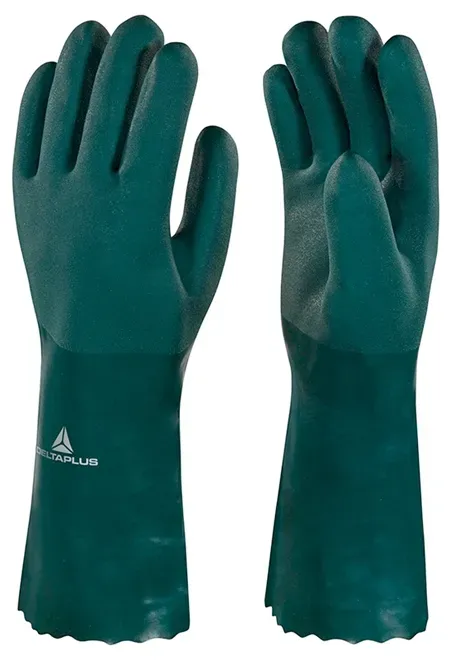 Luva Pvc Forrada PVCGRIP35 Delta Plus Cano Longo e Palma Áspera 35cm CA 37559