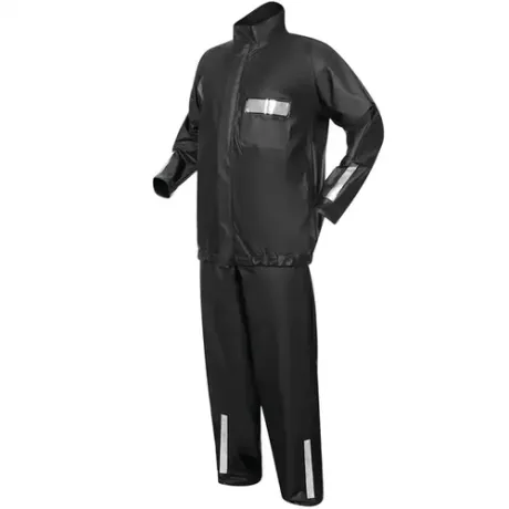 Conjunto Impermeável Para Motociclista em PVC Preto com Refletivo Delta Plus