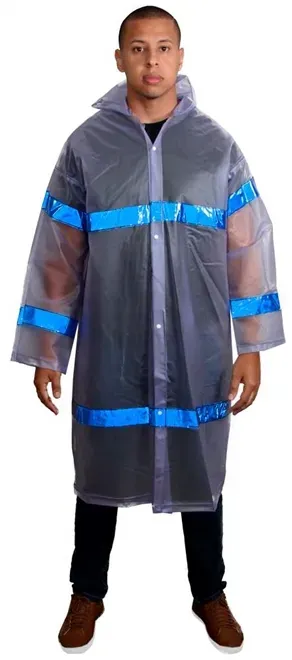 Capa de Chuva Transparente Longa Vinil com Refletivo PVC Impermeável Vinilseg CA 35560