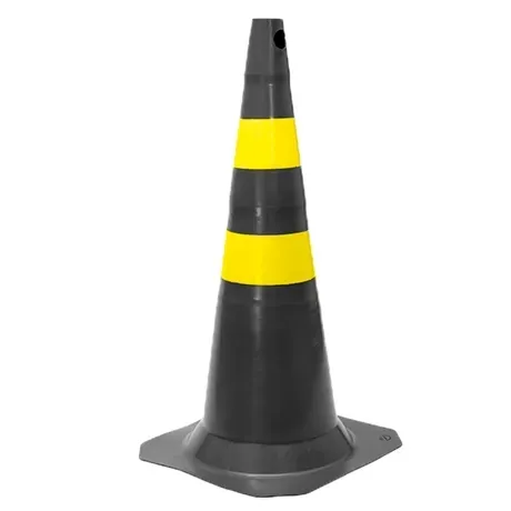 Cone Fit De Sinalização Rígido 75 CM Plastcor 700.00505 Preto e Amarelo Faixa Injetada