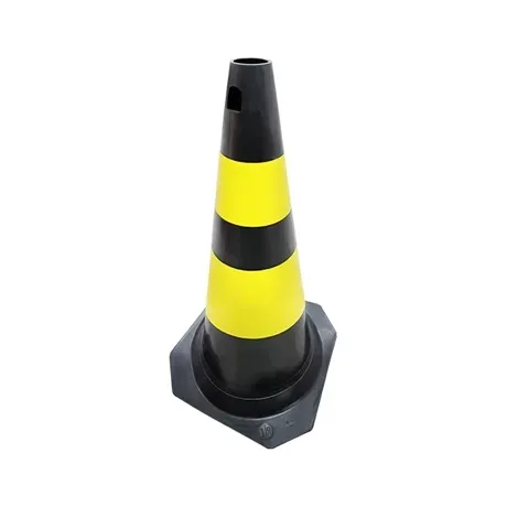 Cone Plt De Sinalização Rígido e Refletivo 75 CM Plastcor 700.01312 Preto e Amarelo Faixa Injetada