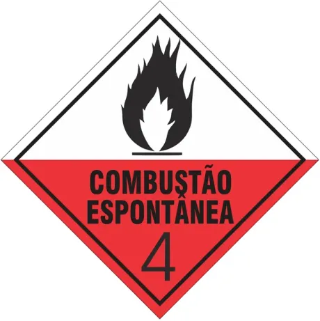 Placa de Risco Simbologia Para o Transporte e Armazenamento de Materiais Plastcor Combustão Espontânea Classe 4 30 x 30cm